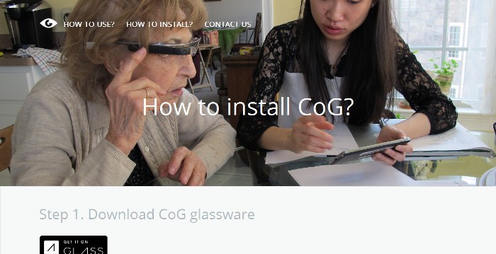 Screenshot of the official Captioning on Glass app website (http://cog.gatech.edu/)