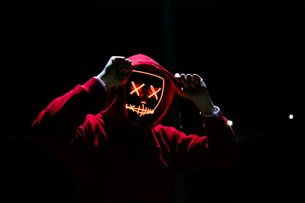 man wearing on red hoodie