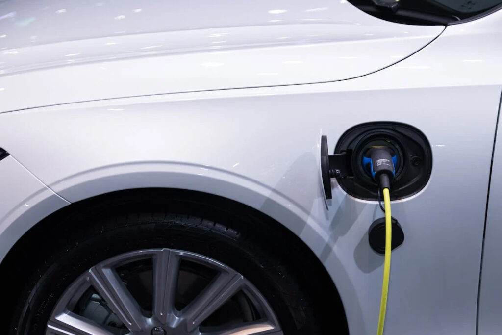 white-car-charging