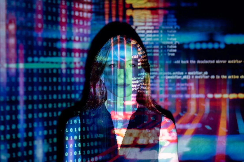 code-projected-over-woman