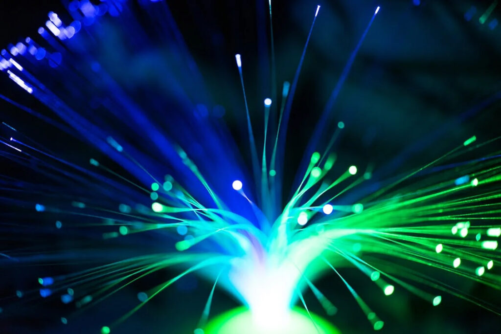 green-and-blue-fiber-optic